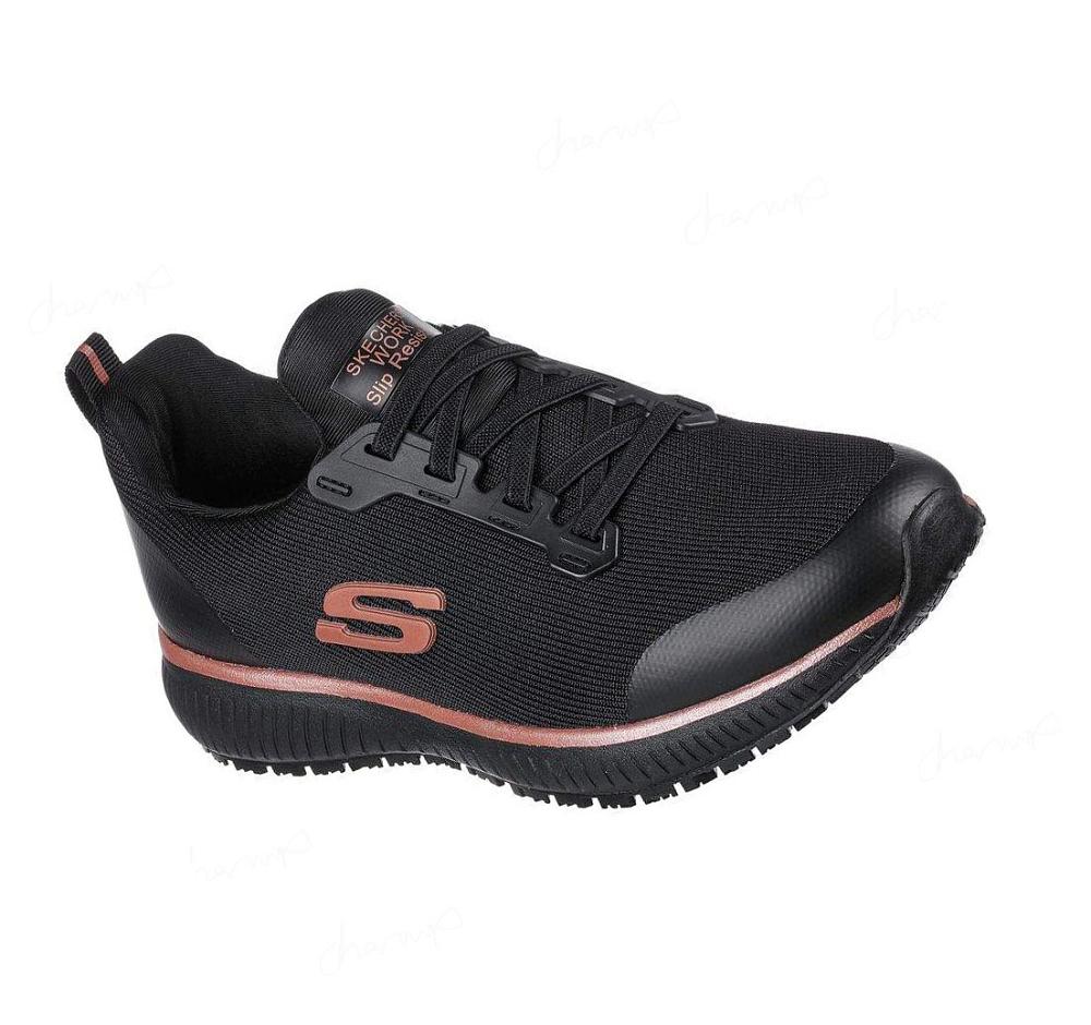 Zapatos De Trabajo Skechers Squad SR Mujer Negras Rosas Doradas | A296L_AR