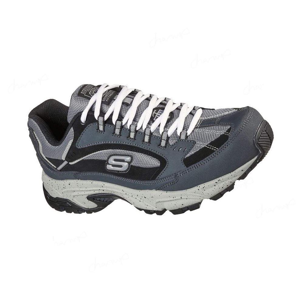 Zapatos De Trabajo Skechers Stamina ST Hombre Azul Marino Negras | 5A86A_AR