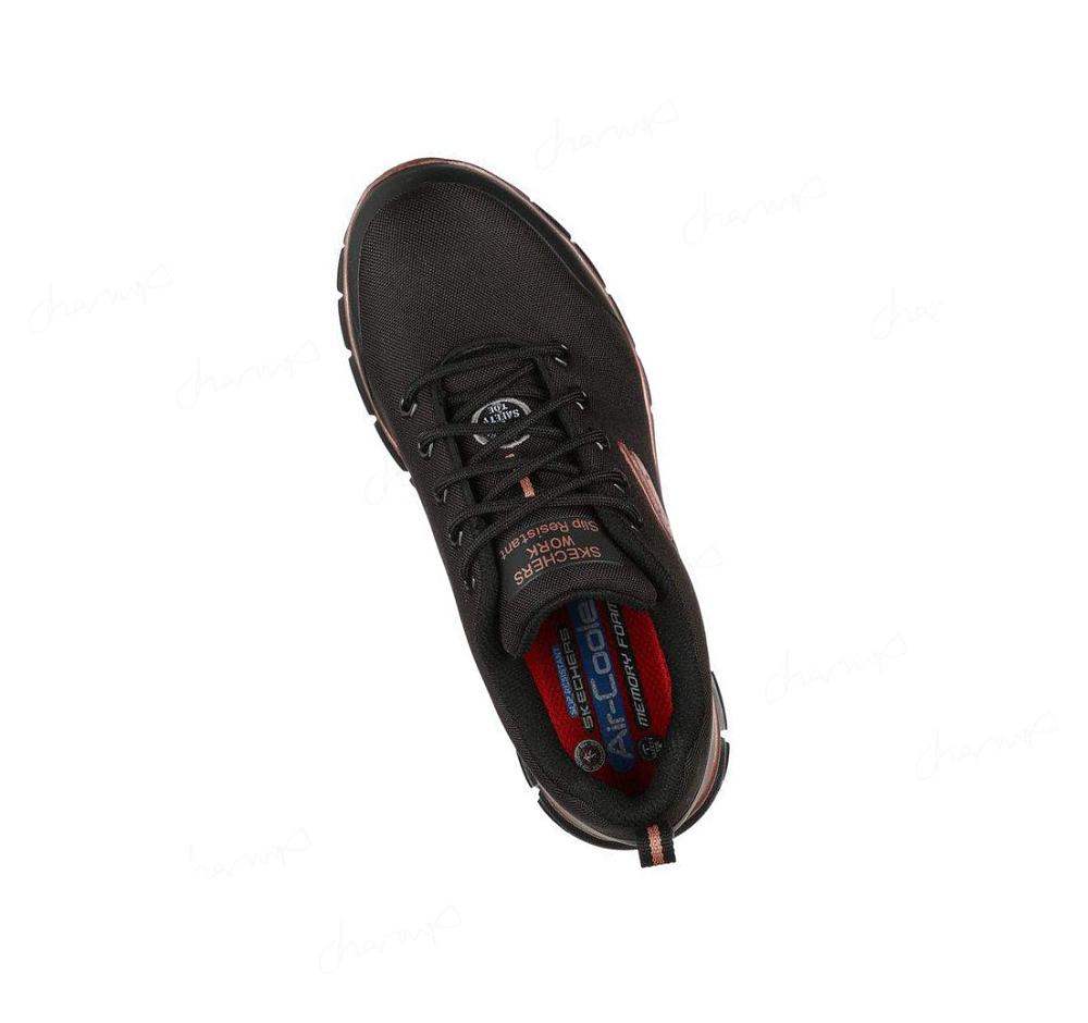 Zapatos De Trabajo Skechers Sure Pista - Chiton Alloy Puntera Mujer Negras Rosas Doradas | 6196L_AR