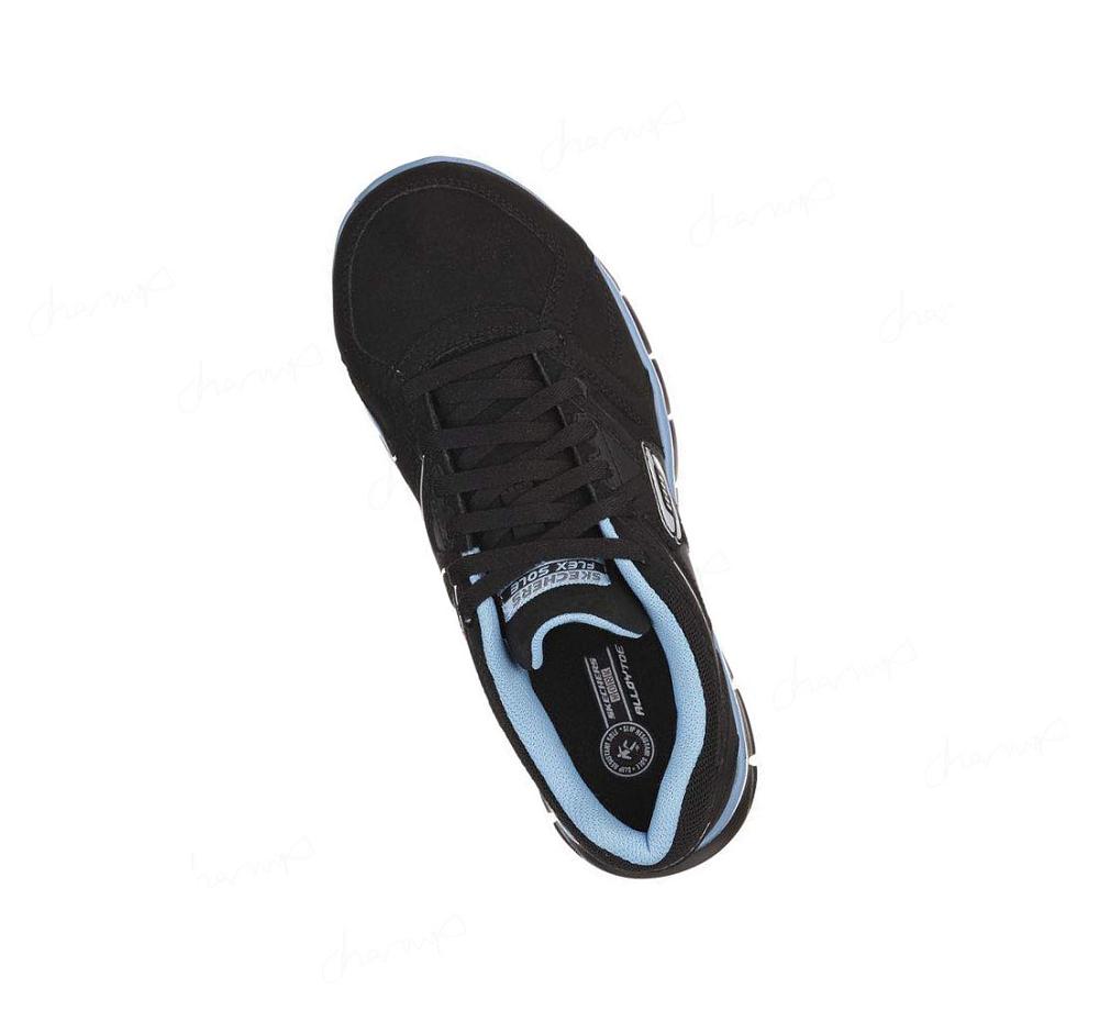 Zapatos De Trabajo Skechers Synergy - Sandlot Alloy Puntera Mujer Negras Azules | 5A218_AR