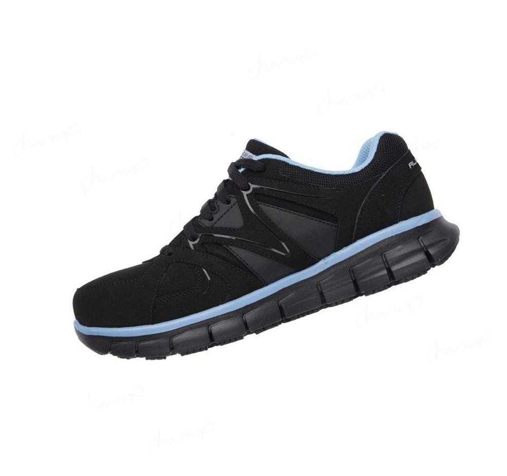 Zapatos De Trabajo Skechers Synergy - Sandlot Alloy Puntera Mujer Negras Azules | 5A218_AR