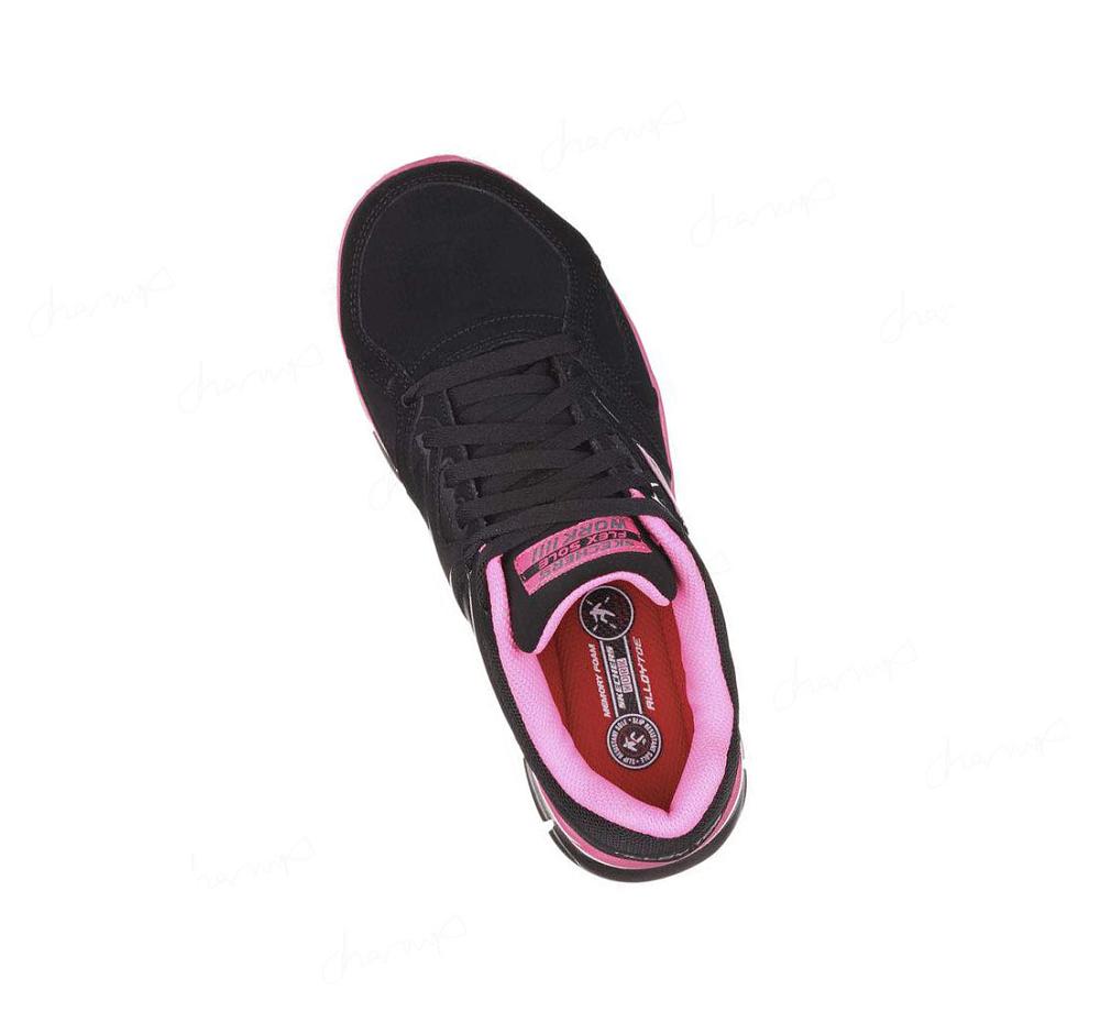 Zapatos De Trabajo Skechers Synergy - Sandlot Alloy Puntera Mujer Negras Rosas | 5AA60_AR