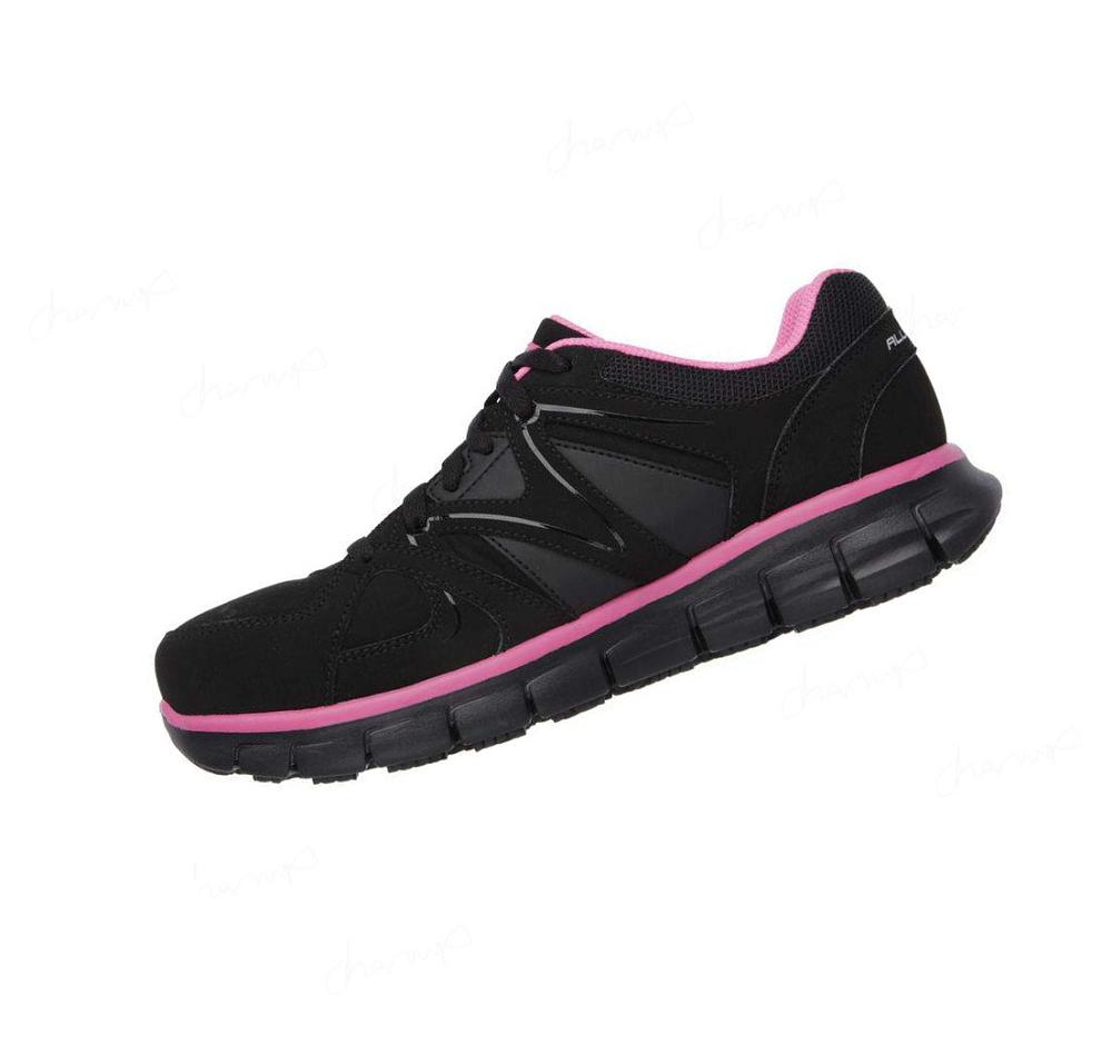 Zapatos De Trabajo Skechers Synergy - Sandlot Alloy Puntera Mujer Negras Rosas | 5AA60_AR