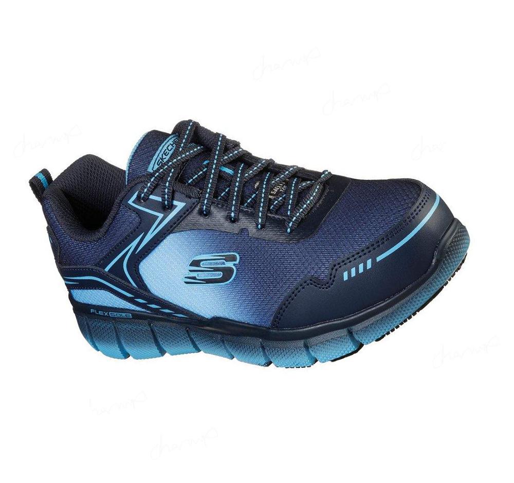 Zapatos De Trabajo Skechers Telfin - Arterios Alloy Puntera Mujer Azul Marino Azules | 6321P_AR