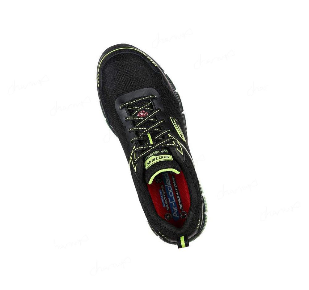 Zapatos De Trabajo Skechers Telfin - Rieg Comp Puntera Hombre Negras Verde | 3986L_AR