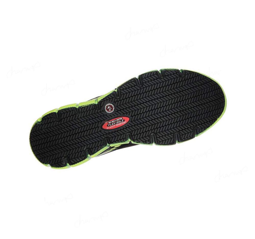 Zapatos De Trabajo Skechers Telfin - Rieg Comp Puntera Hombre Negras Verde | 3986L_AR