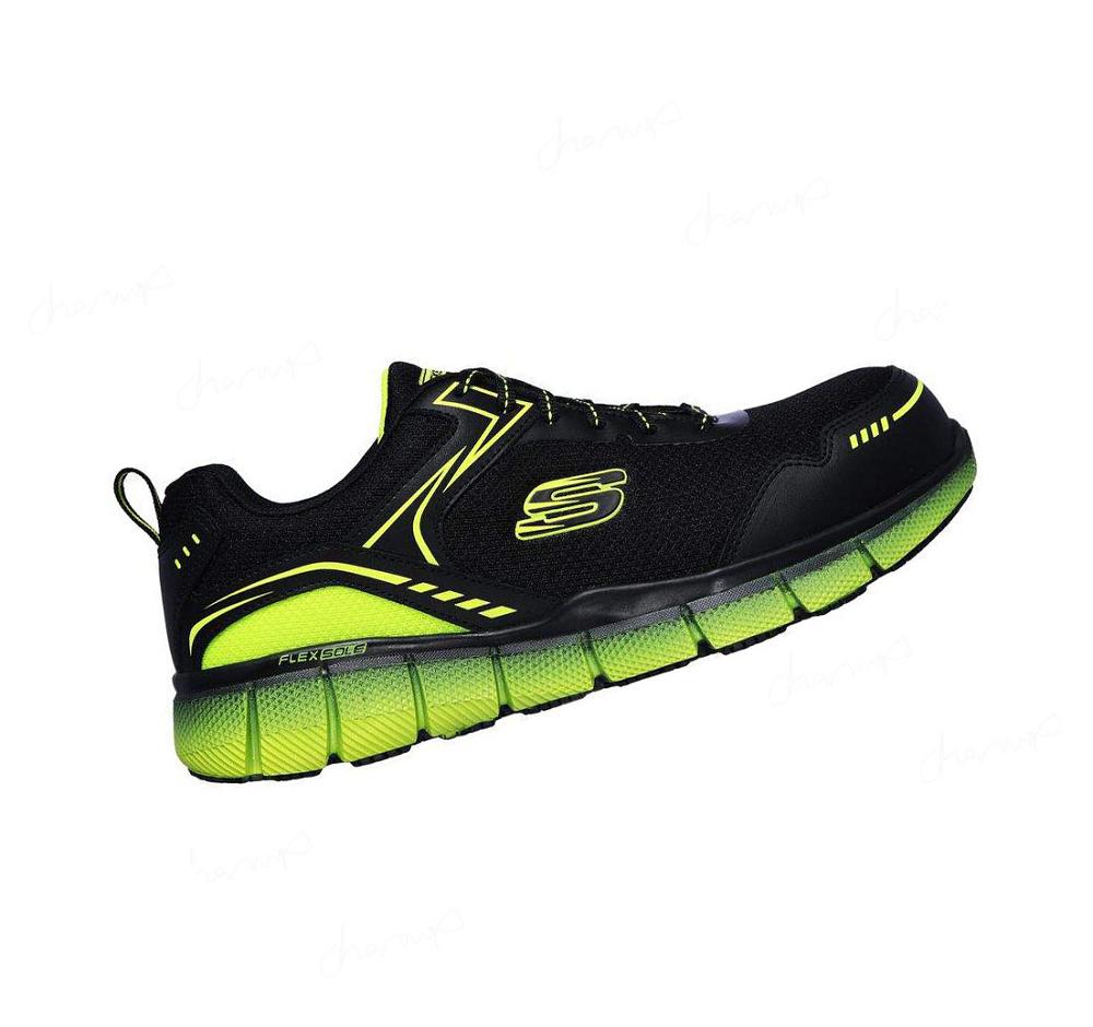 Zapatos De Trabajo Skechers Telfin - Rieg Comp Puntera Hombre Negras Verde | 3986L_AR