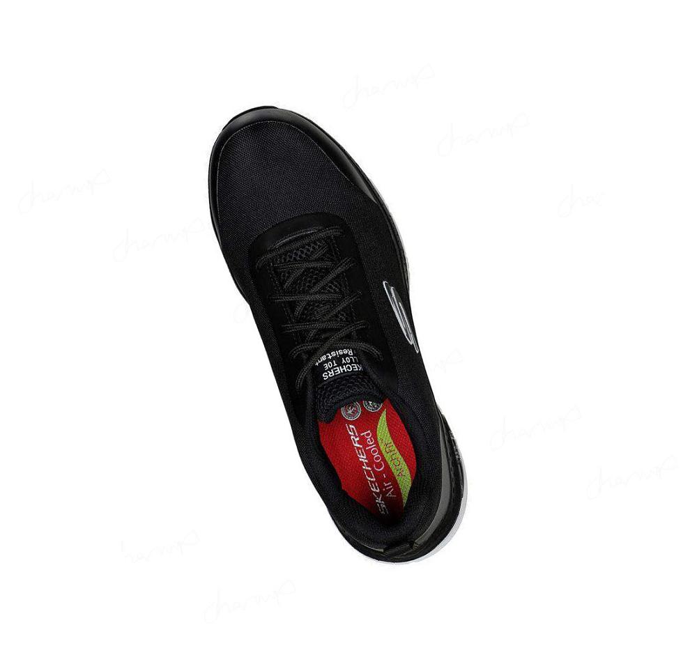 Zapatos Oxford Skechers Trabajo: Arch Fit SR - Ringstap Alloy Puntera Hombre Negras Blancas | A511B_AR