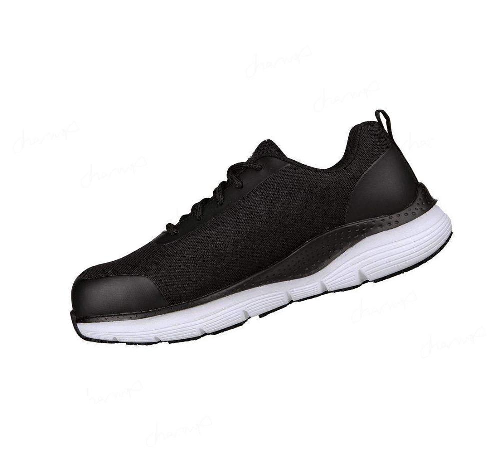 Zapatos Oxford Skechers Trabajo: Arch Fit SR - Ringstap Alloy Puntera Hombre Negras Blancas | A511B_AR