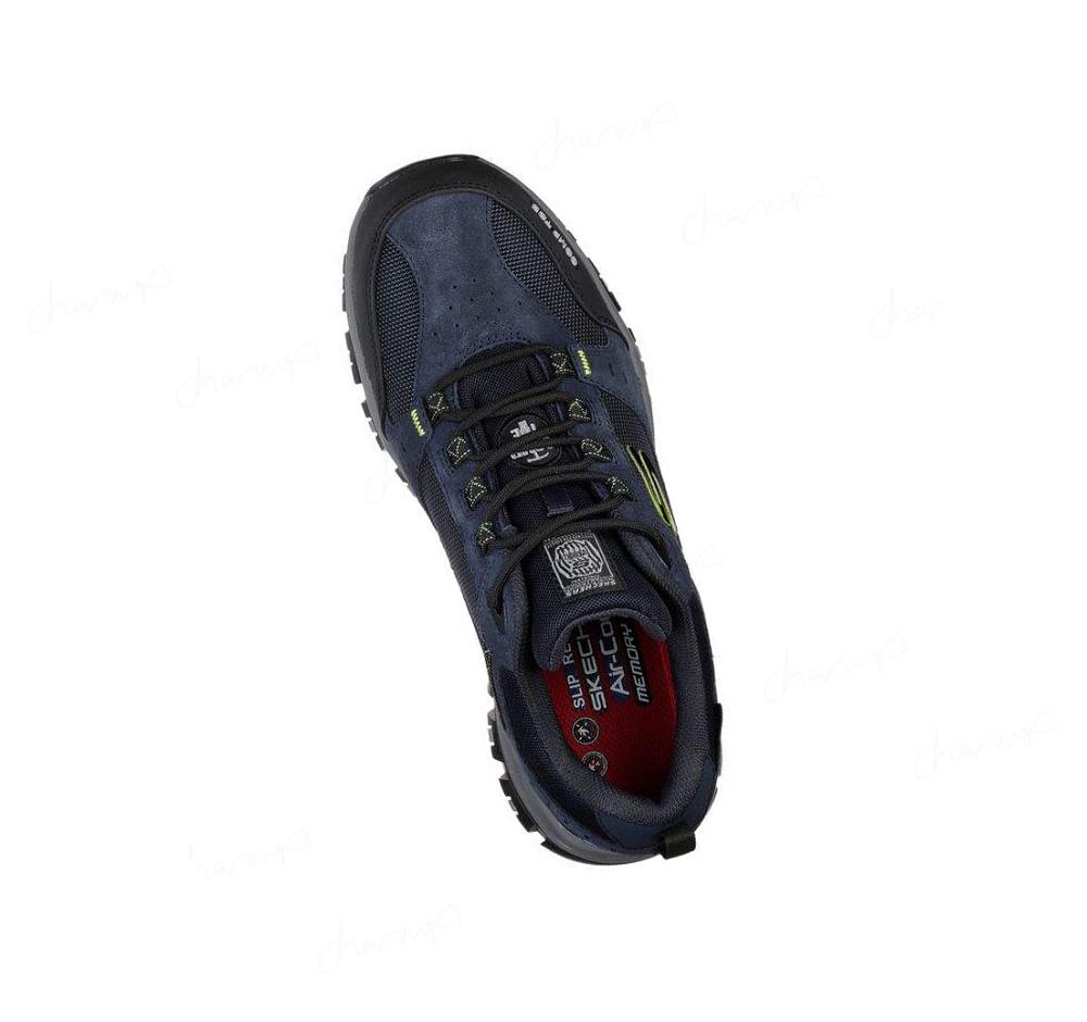 Zapatos Oxford Skechers Trabajo: Greetah Comp Puntera Hombre Azul Marino Negras | 3011G_AR