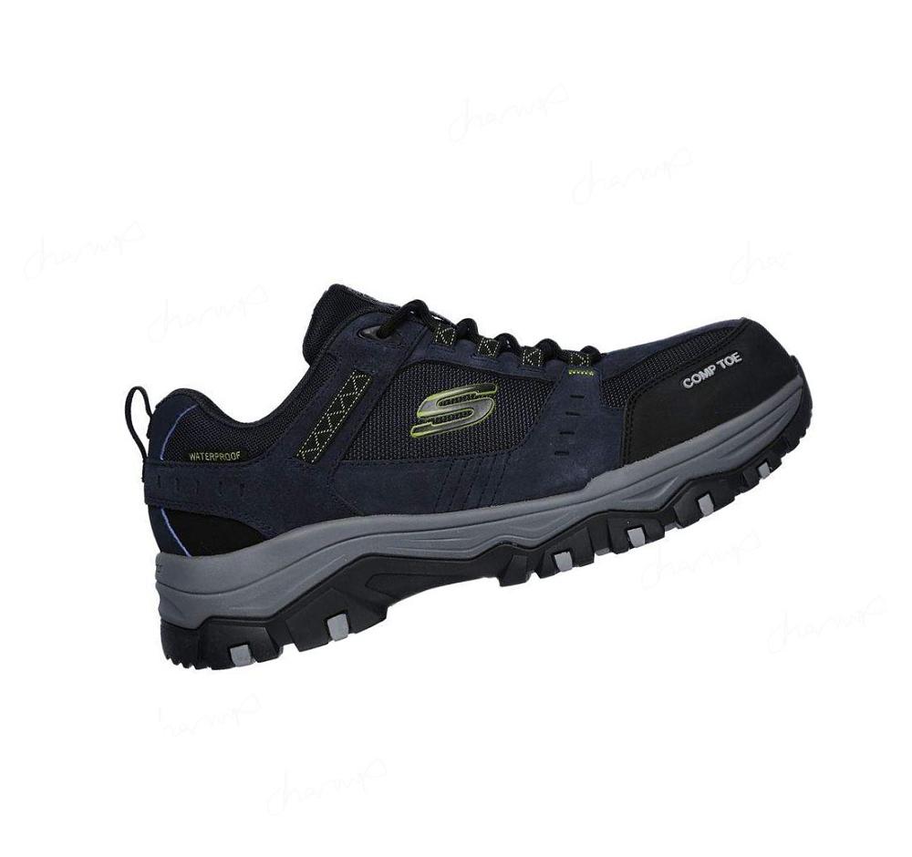 Zapatos Oxford Skechers Trabajo: Greetah Comp Puntera Hombre Azul Marino Negras | 3011G_AR