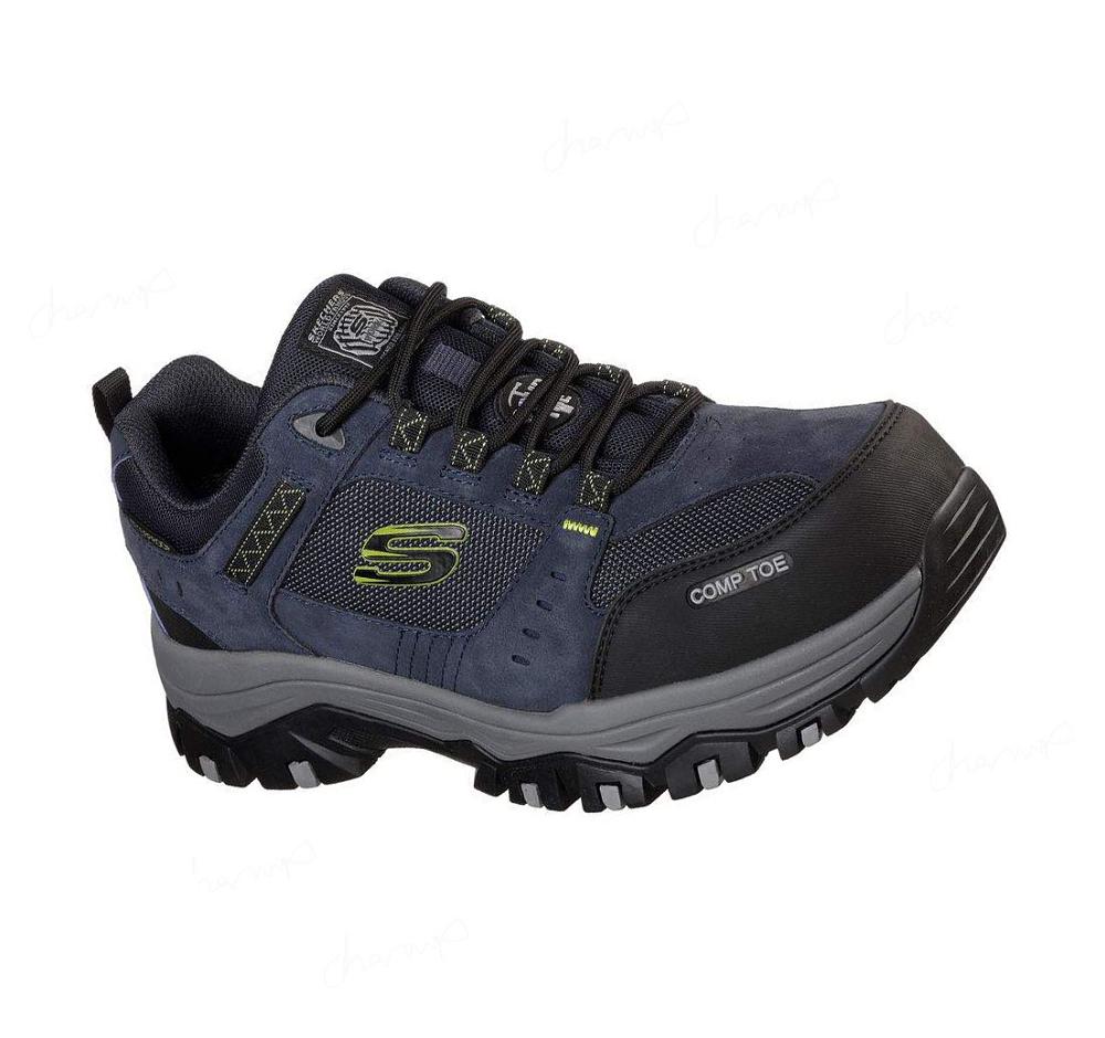 Zapatos Oxford Skechers Trabajo: Greetah Comp Puntera Hombre Azul Marino Negras | 3011G_AR