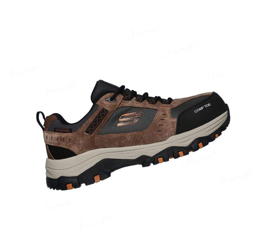 Zapatos Oxford Skechers Trabajo: Greetah Comp Puntera Hombre Marrones Negras | A986B_AR