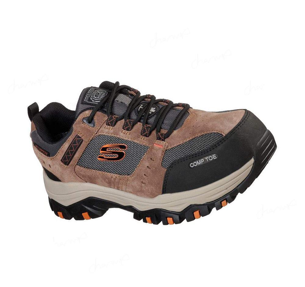 Zapatos Oxford Skechers Trabajo: Greetah Comp Puntera Hombre Marrones Negras | A986B_AR