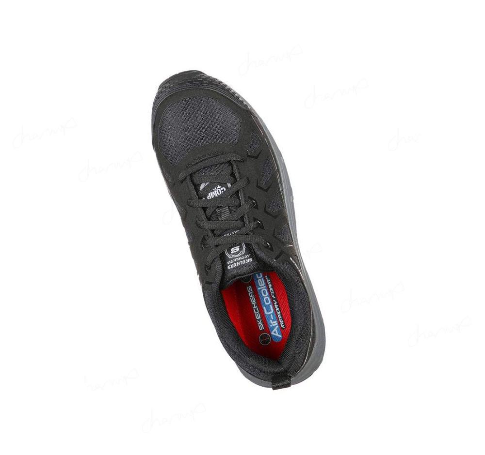 Zapatos Oxford Skechers Trabajo: Malad Comp Puntera Hombre Negras | 3186L_AR