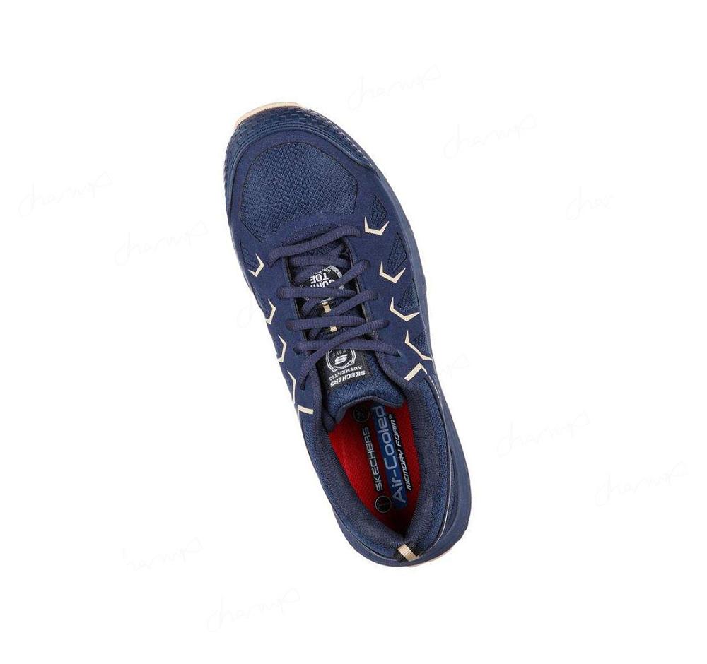 Zapatos Oxford Skechers Trabajo: Malad Comp Puntera Hombre Azul Marino Marrones | 32118_AR