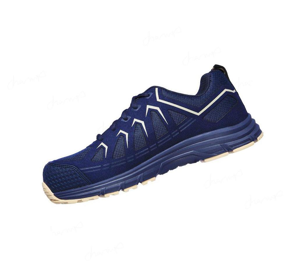 Zapatos Oxford Skechers Trabajo: Malad Comp Puntera Hombre Azul Marino Marrones | 32118_AR