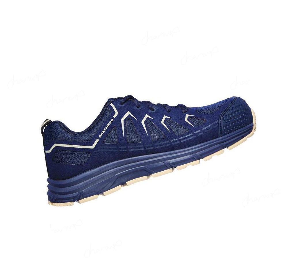 Zapatos Oxford Skechers Trabajo: Malad Comp Puntera Hombre Azul Marino Marrones | 32118_AR