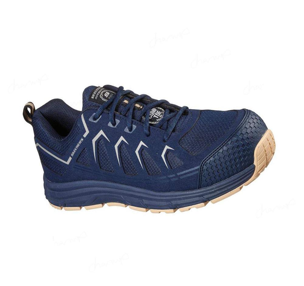 Zapatos Oxford Skechers Trabajo: Malad Comp Puntera Hombre Azul Marino Marrones | 32118_AR