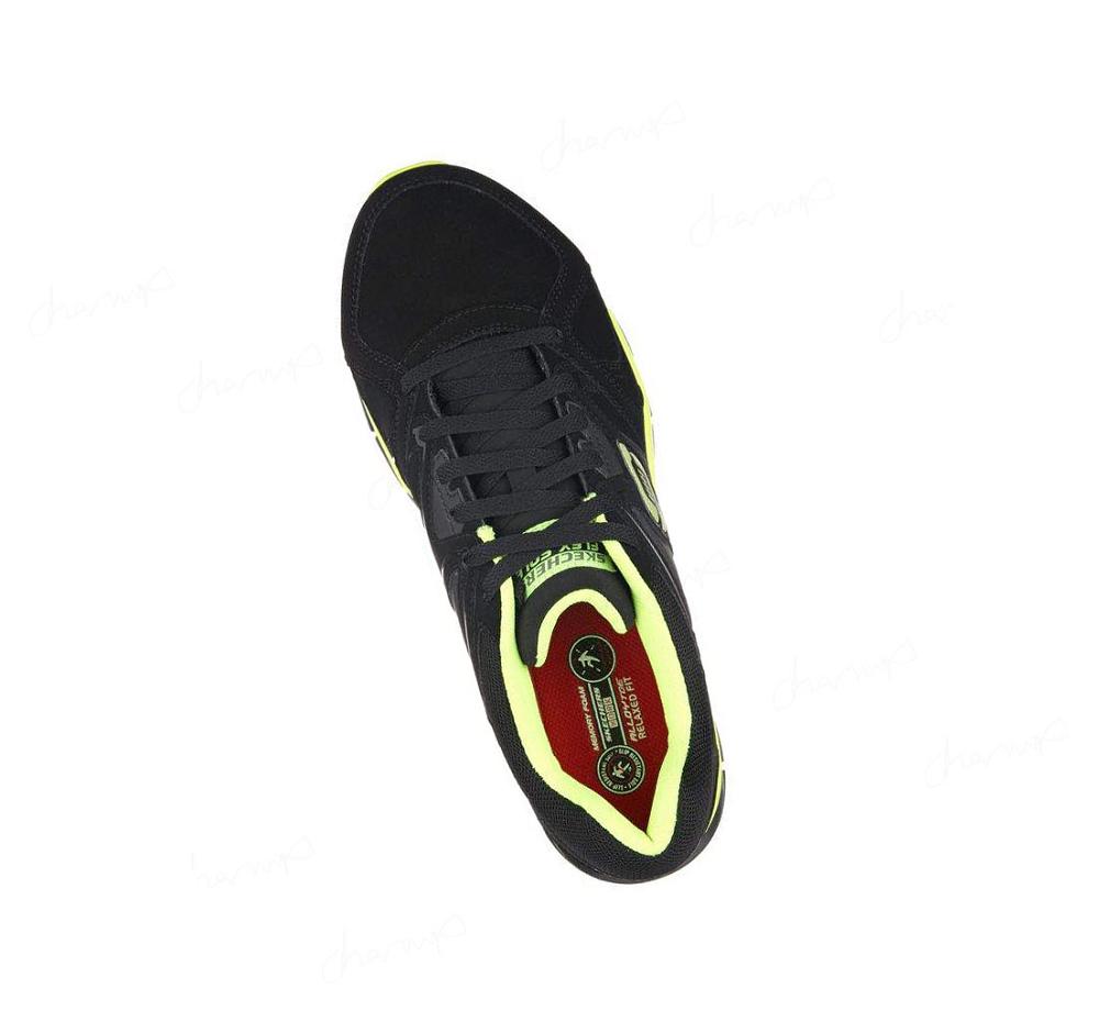 Zapatos Oxford Skechers Trabajo Relaxed Fit: Synergy - Ekron Alloy Puntera Hombre Negras Verde Claro | 3161B_AR