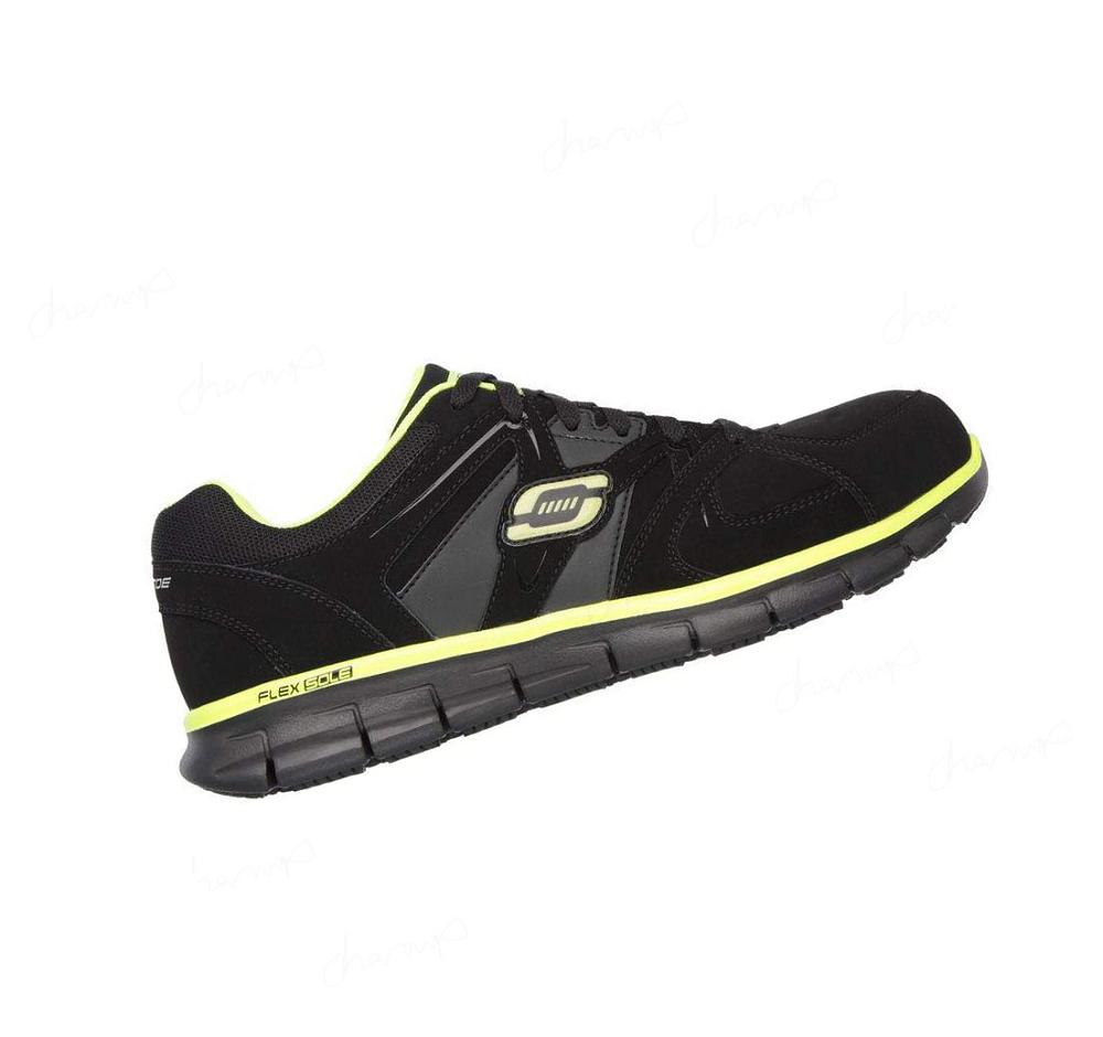 Zapatos Oxford Skechers Trabajo Relaxed Fit: Synergy - Ekron Alloy Puntera Hombre Negras Verde Claro | 3161B_AR