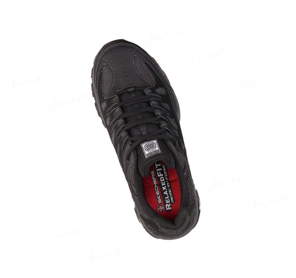 Zapatos Oxford Skechers Trabajo Relaxed Fit: Cankton ST Hombre Negras Gris | A936A_AR