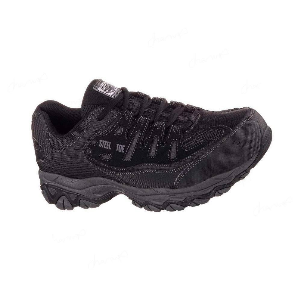 Zapatos Oxford Skechers Trabajo Relaxed Fit: Cankton ST Hombre Negras Gris | A936A_AR