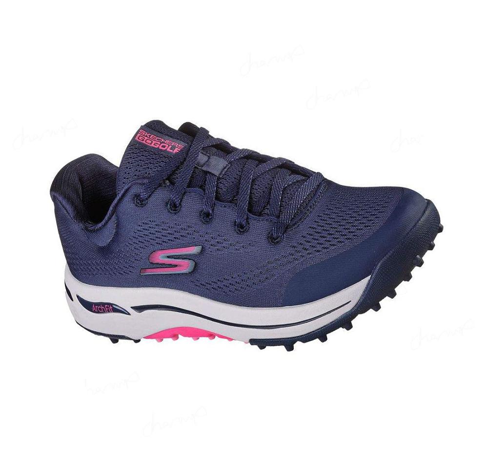 Zapatos de Golf Skechers GO GOLF Arch Fit - Balance Mujer Azul Marino Rosas | 3551B_AR