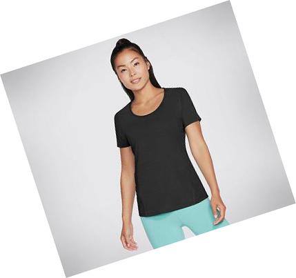 Camiseta Skechers Apparel Motion Stripe Strand Mujer Negras | A5AAR_AR