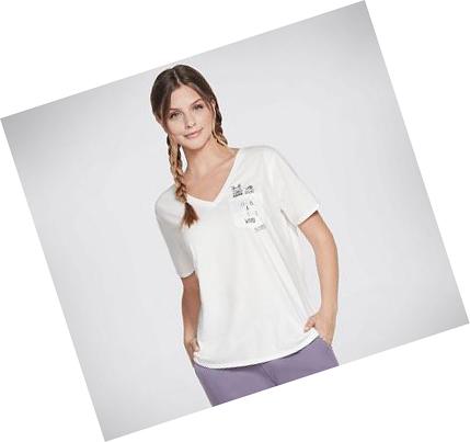 Camiseta Skechers BOBS Apparel 4 Legged Pocket Mujer Blancas | AT590_AR