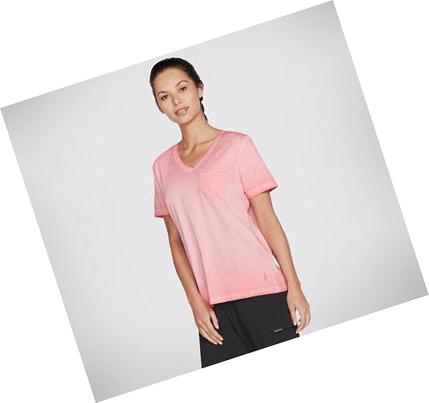 Camiseta Skechers Diamond Wash Hatha V-Neck Pocket Mujer Coral | A559X_AR