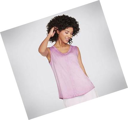 Camiseta Skechers Diamond Wash Hatha V-neck Mujer Moradas | A969P_AR