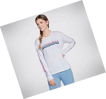 Camiseta Skechers GOlounge Stacked Long Sleeve Mujer Gris | A13AA_AR