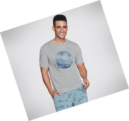 Camiseta Skechers Pier Hombre Gris | 3012B_AR