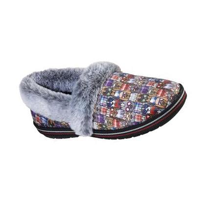 Pantuflas Skechers BOBS Too Cozy - Mad Plaid Mujer Negras Multicolor | 6292A_AR