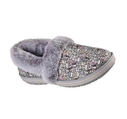 Pantuflas Skechers BOBS Too Cozy - Purrfect Storm Mujer Gris Multicolor | 631TQ_AR