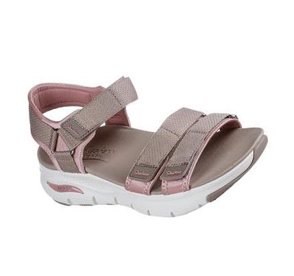 Sandalias Skechers Arch Fit - Fresh Bloom Mujer Gris Marrones Rosas | 52A2C_AR