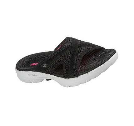 Sandalias Skechers GO WALK 6 - Beach View Mujer Negras Blancas | A803E_AR