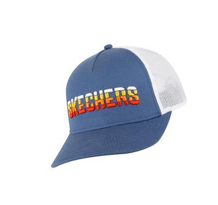 Sombreros Skechers Textured Logo Trucker Hombre Azules Blancas | I26AC_AR