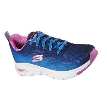 Zapatillas Deportivos Skechers Arch Fit - Vibrant Step Mujer Azul Marino Multicolor | A6A8R_AR