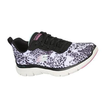 Zapatillas Deportivos Skechers Flex Appeal 4.0 - Wild N' Out Mujer Blancas Negras | 6T9T3_AR