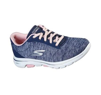 Zapatillas Deportivos Skechers GOwalk 5 - True Mujer Azul Marino Rosas | A660L_AR