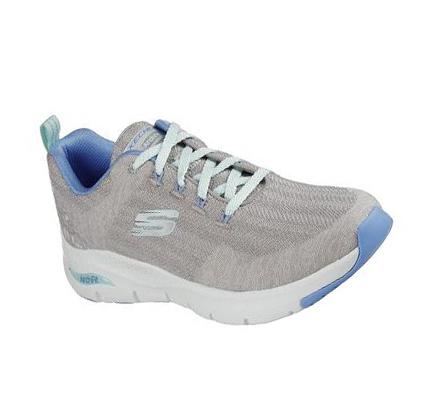 Zapatillas Para Caminar Skechers Arch Fit - Comfy Wave Mujer Gris Claro Azules | A2A8S_AR