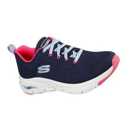 Zapatillas Para Caminar Skechers Arch Fit - Comfy Wave Mujer Azul Marino Rosas | A323A_AR