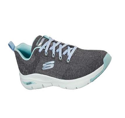 Zapatillas Para Caminar Skechers Arch Fit - Comfy Wave Mujer Gris Turquesa | T0598_AR