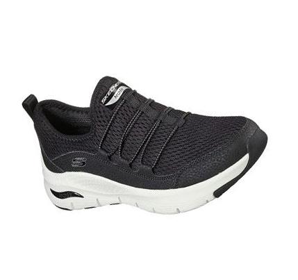 Zapatillas Para Caminar Skechers Arch Fit - Lucky Thoughts Mujer Negras Blancas | T0T2A_AR