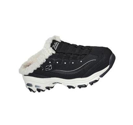 Zapatillas Sin Cordones Skechers D'Lites - Comfy Steps Mujer Negras Blancas | ATTAC_AR