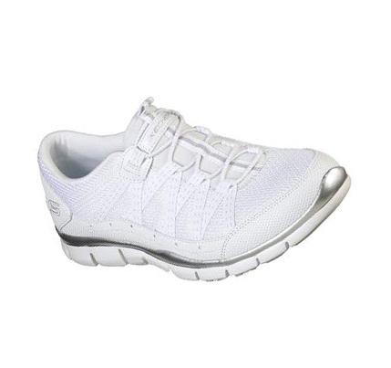 Zapatillas Sin Cordones Skechers Gratis - Strolling Mujer Blancas Plateadas | 632AL_AR