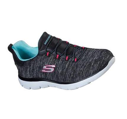 Zapatillas Sin Cordones Skechers Summits - Quick Getaway Mujer Negras Turquesa | T998C_AR