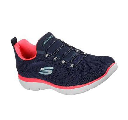 Zapatillas Sin Cordones Skechers Summits - Perfect Views Mujer Azul Marino Rosas | T9A85_AR